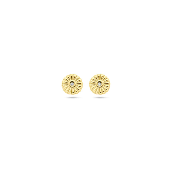 oorknoppen zirkonia 4,5 mm 14K geelgoud