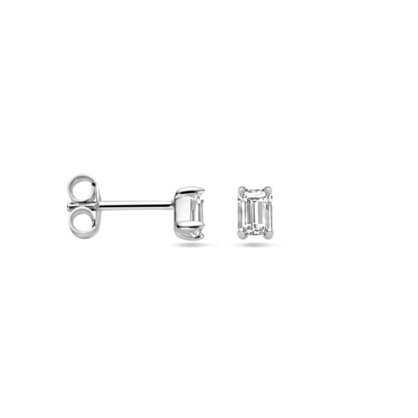oorknoppen zirkonia 4,5 mm zilver gerhodineerd - Afbeelding 3