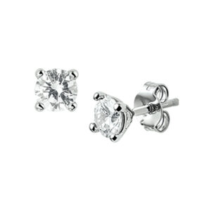 oorknoppen zirkonia 5 mm zilver gerhodineerd