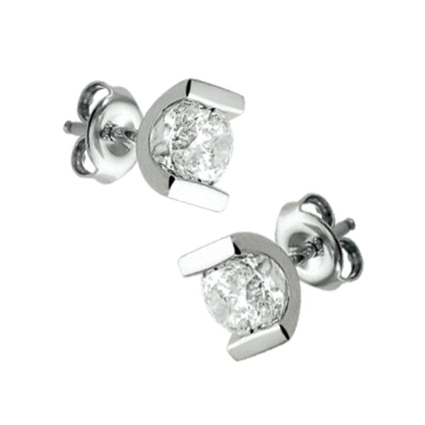 oorknoppen zirkonia 5 mm zilver gerhodineerd