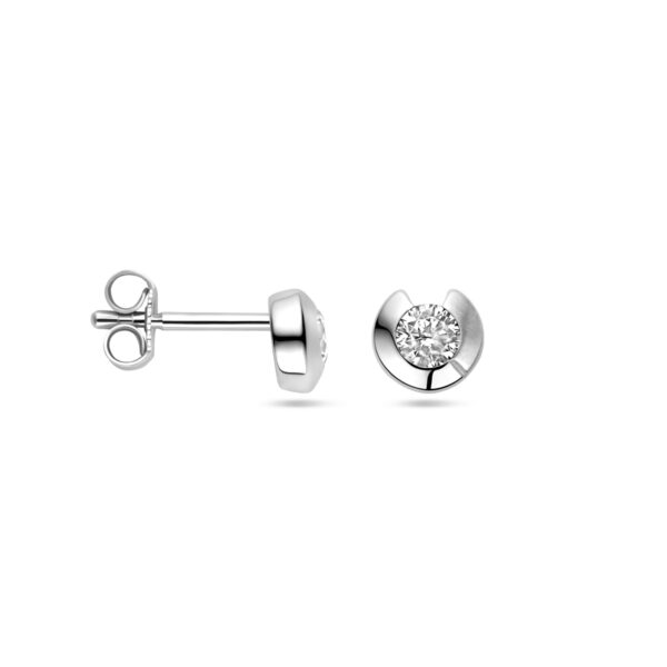 oorknoppen zirkonia 5.5 mm zilver gerhodineerd - Afbeelding 3