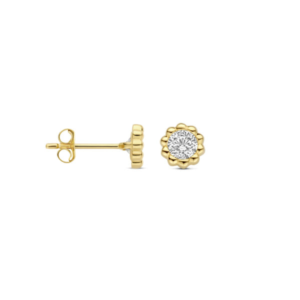 oorknoppen zirkonia 5,5 mm 14K geelgoud - Afbeelding 3