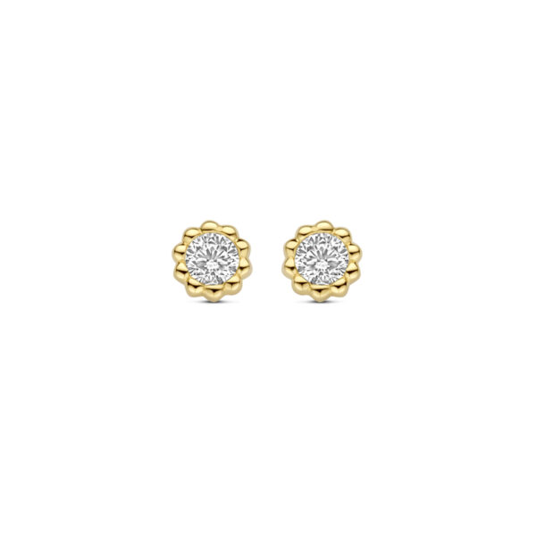oorknoppen zirkonia 5,5 mm 14K geelgoud