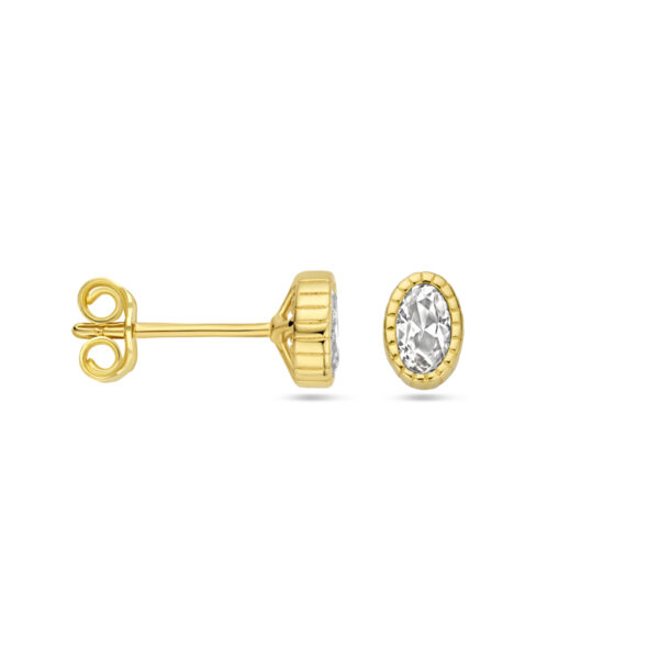 oorknoppen zirkonia 6 mm 14K geelgoud - Afbeelding 3