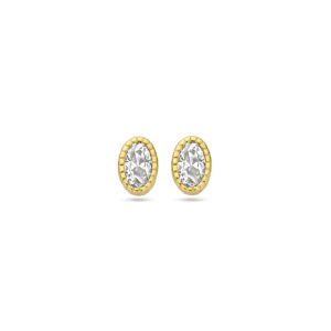 oorknoppen zirkonia 6 mm 14K geelgoud