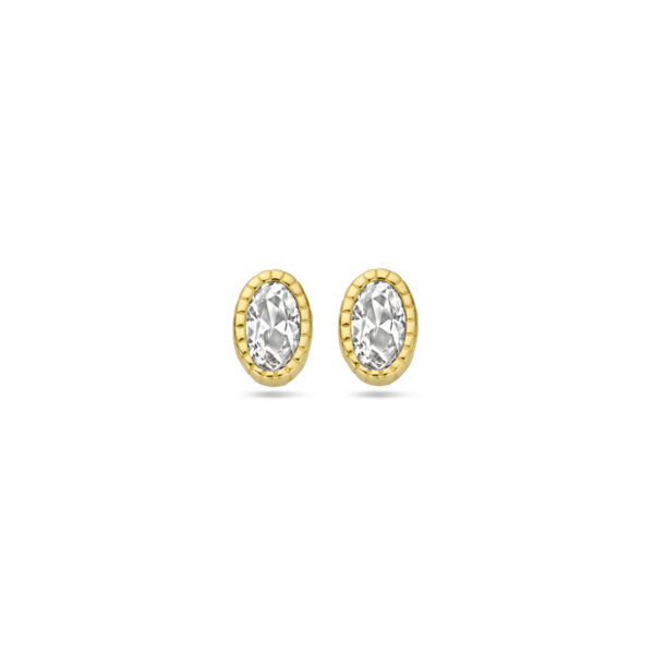 oorknoppen zirkonia 6 mm 14K geelgoud