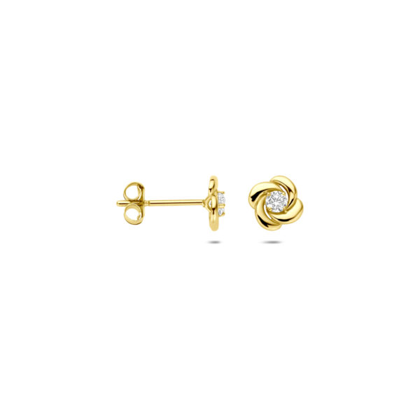 oorknoppen zirkonia 6,5 mm 14K geelgoud - Afbeelding 3
