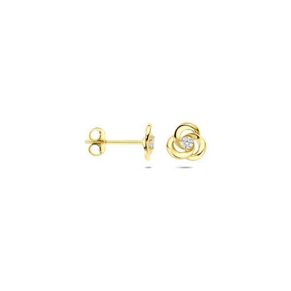 oorknoppen zirkonia 6,5 mm 14K geelgoud - Afbeelding 3