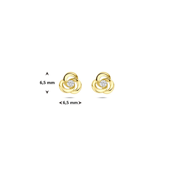 oorknoppen zirkonia 6,5 mm 14K geelgoud - Afbeelding 4