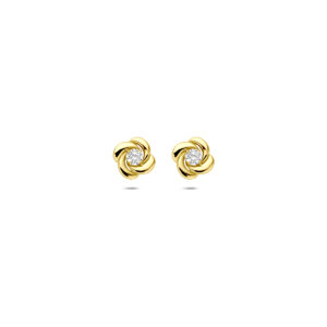 oorknoppen zirkonia 6,5 mm 14K geelgoud