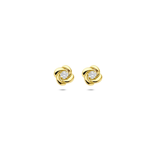 oorknoppen zirkonia 6,5 mm 14K geelgoud