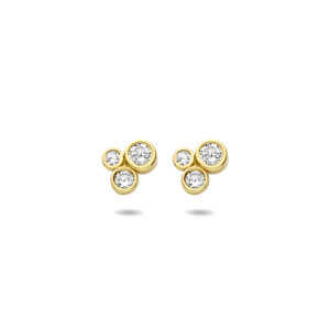 oorknoppen zirkonia 6,5 mm 14K geelgoud