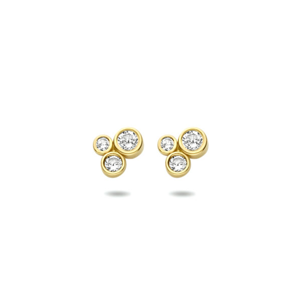 oorknoppen zirkonia 6,5 mm 14K geelgoud