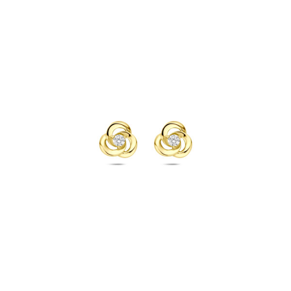 oorknoppen zirkonia 6,5 mm 14K geelgoud