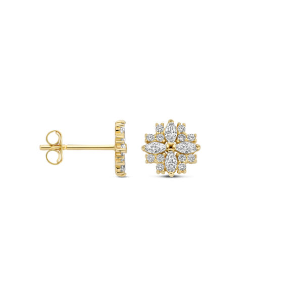 oorknoppen zirkonia 7 mm 14K geelgoud - Afbeelding 3