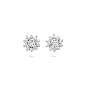 oorknoppen zirkonia 8 mm zilver gerhodineerd
