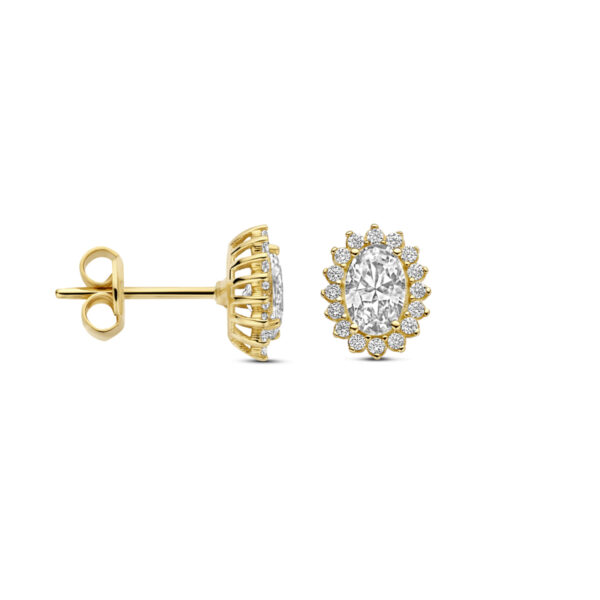 oorknoppen zirkonia 9 mm 14K geelgoud - Afbeelding 3