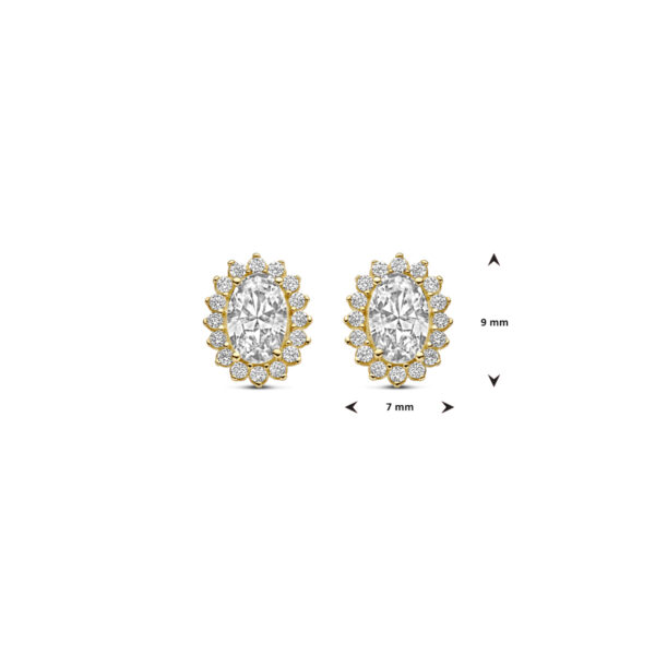 oorknoppen zirkonia 9 mm 14K geelgoud - Afbeelding 4