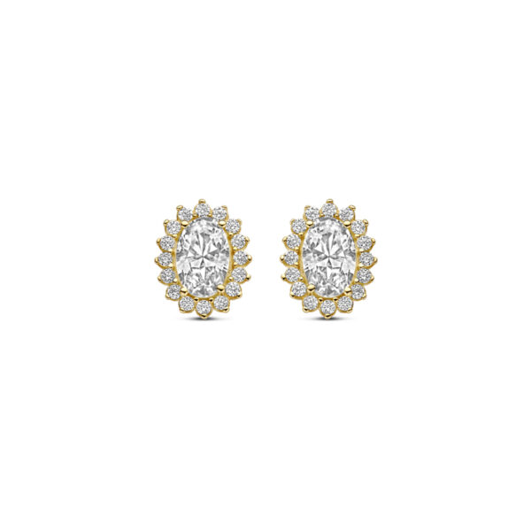 oorknoppen zirkonia 9 mm 14K geelgoud
