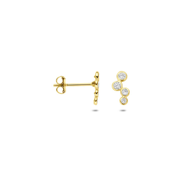 oorknoppen zirkonia 9,5 mm 14K geelgoud - Afbeelding 3