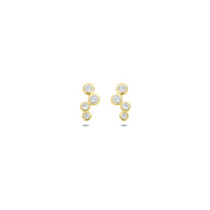 oorknoppen zirkonia 9,5 mm 14K geelgoud