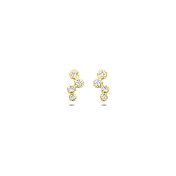 oorknoppen zirkonia 9,5 mm 14K geelgoud