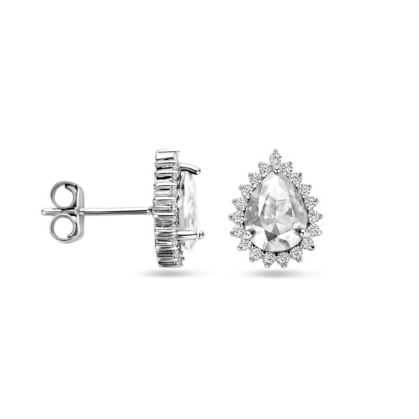 oorknoppen zirkonia halo 11,5 mm zilver gerhodineerd - Afbeelding 3