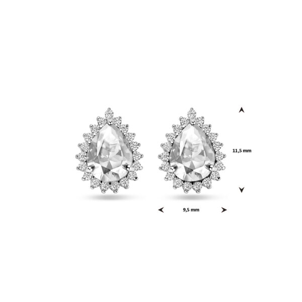 oorknoppen zirkonia halo 11,5 mm zilver gerhodineerd - Afbeelding 4