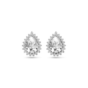 oorknoppen zirkonia halo 11,5 mm zilver gerhodineerd