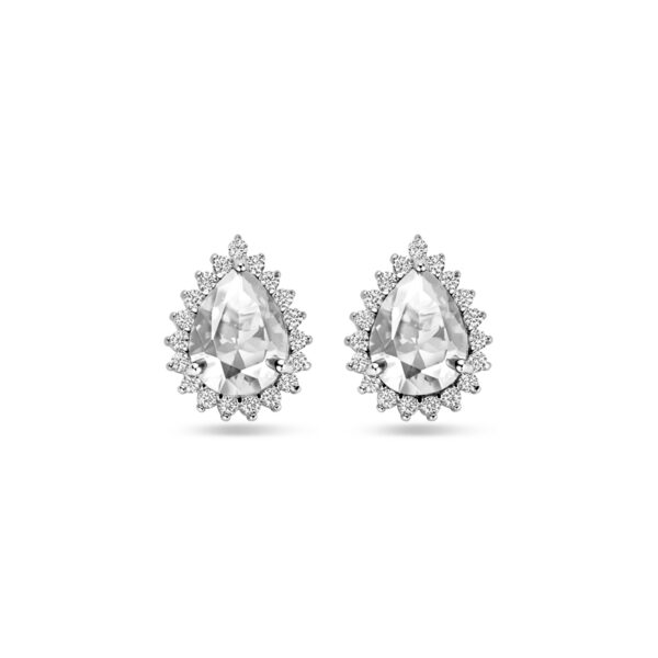 oorknoppen zirkonia halo 11,5 mm zilver gerhodineerd