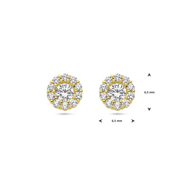 oorknoppen zirkonia halo 14K geelgoud - Afbeelding 4