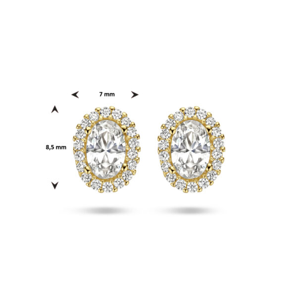 oorknoppen zirkonia halo 14K geelgoud - Afbeelding 4
