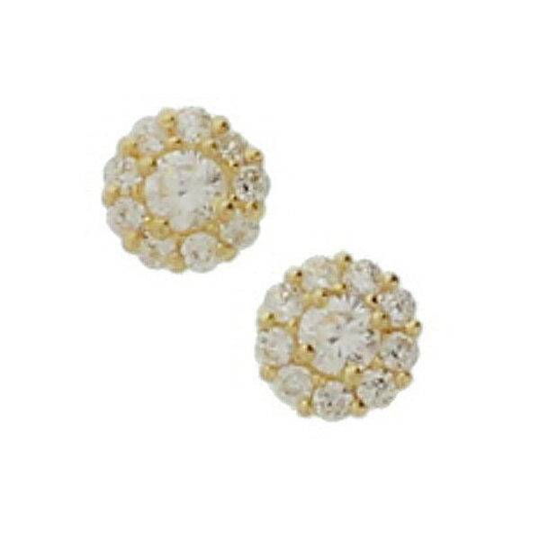 oorknoppen zirkonia halo 14K geelgoud