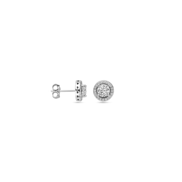oorknoppen zirkonia halo 9 mm zilver gerhodineerd - Afbeelding 3