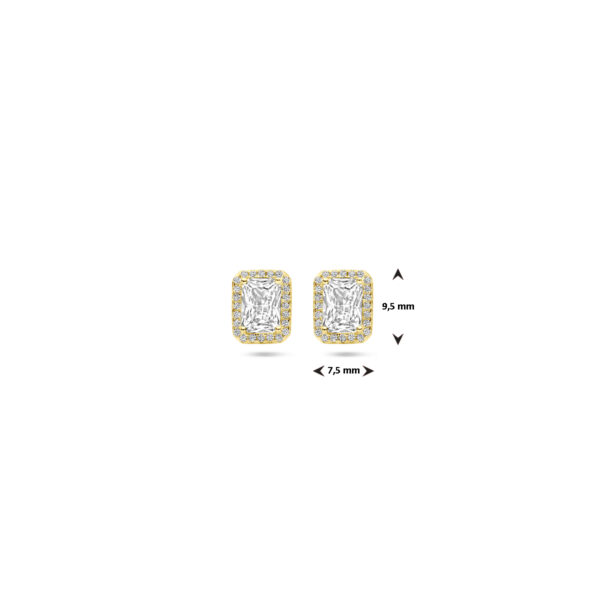 oorknoppen zirkonia halo 9,5 mm 1 micron zilver verguld (geel) - Afbeelding 4
