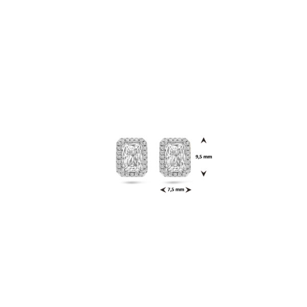 oorknoppen zirkonia halo 9,5 mm zilver gerhodineerd - Afbeelding 4