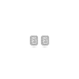 oorknoppen zirkonia halo 9,5 mm zilver gerhodineerd
