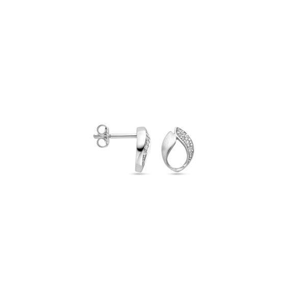 oorknoppen zirkonia poli/mat 10,5 mm zilver gerhodineerd - Afbeelding 3