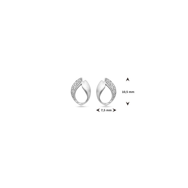 oorknoppen zirkonia poli/mat 10,5 mm zilver gerhodineerd - Afbeelding 4