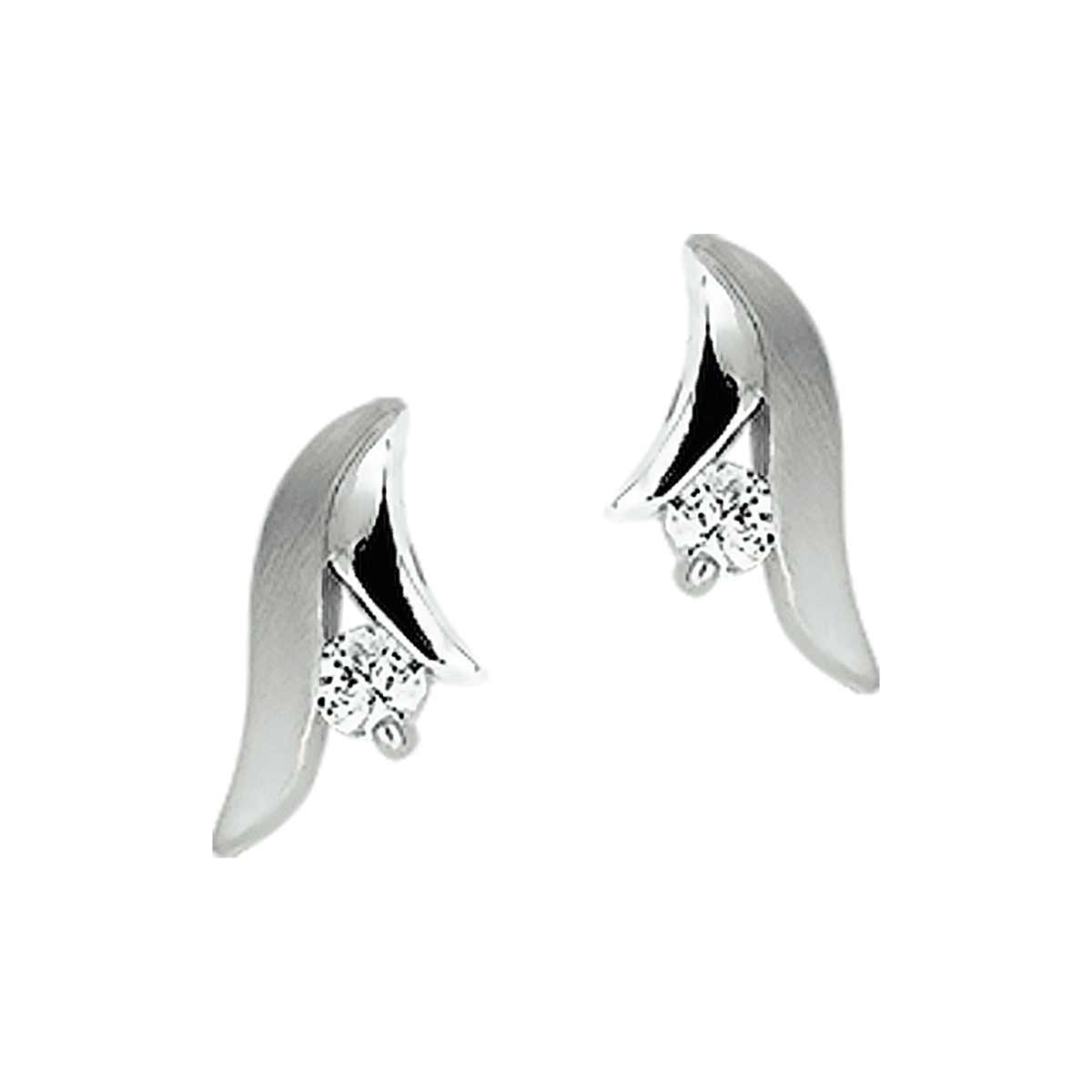 oorknoppen zirkonia poli/mat zilver gerhodineerd