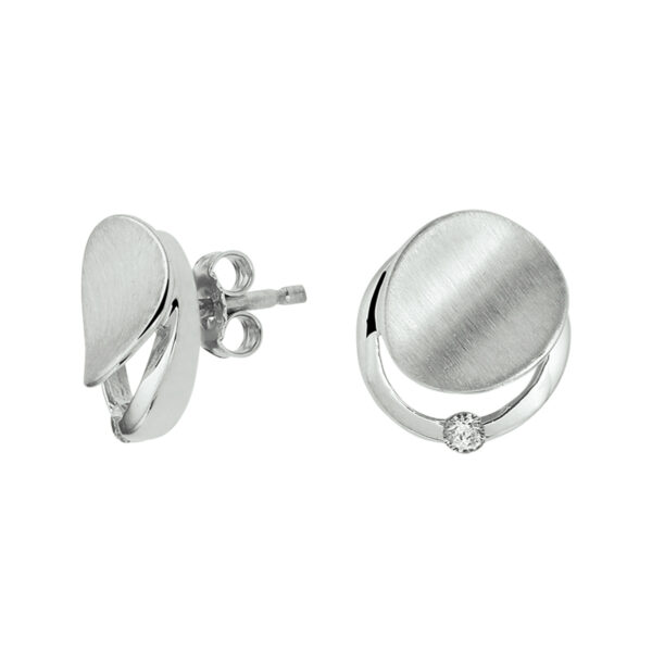 oorknoppen zirkonia poli/mat1 zilver gerhodineerd