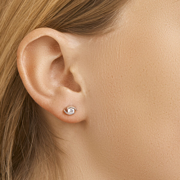 oorknoppen zirkonia zilver gerhodineerd - Afbeelding 2