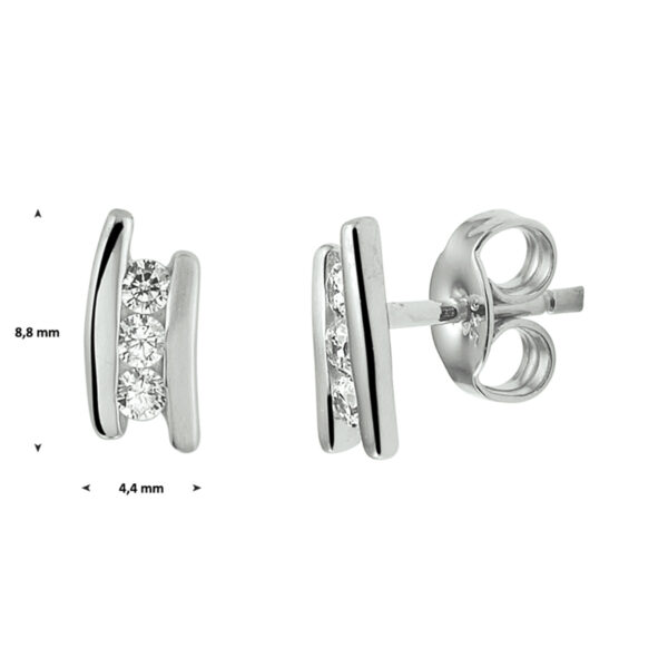 oorknoppen zirkonia zilver gerhodineerd - Afbeelding 2