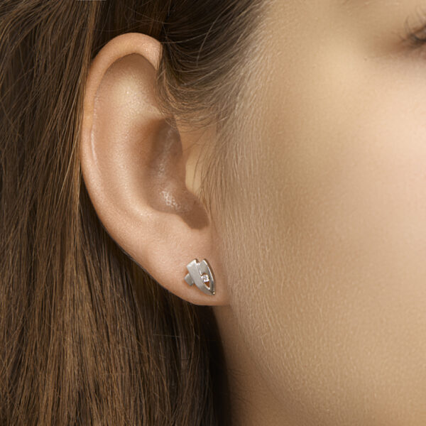 oorknoppen zirkonia zilver gerhodineerd - Afbeelding 2