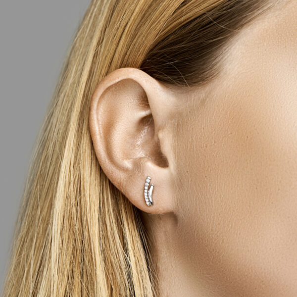 oorknoppen zirkonia zilver gerhodineerd - Afbeelding 2