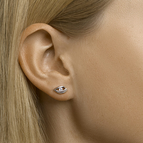 oorknoppen zirkonia zilver gerhodineerd - Afbeelding 2