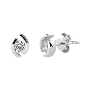 oorknoppen zirkonia zilver gerhodineerd