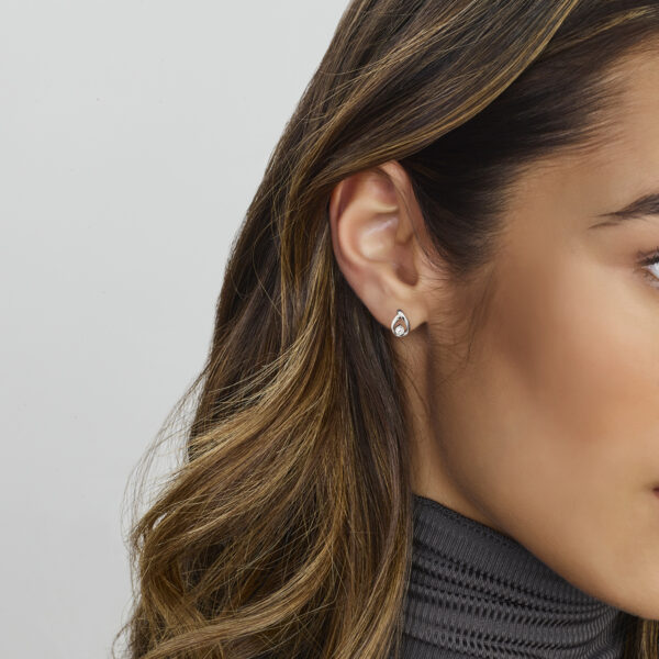 oorknoppen zirkonia zilver gerhodineerd - Afbeelding 2