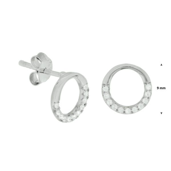 oorknoppen zirkonia zilver gerhodineerd - Afbeelding 2