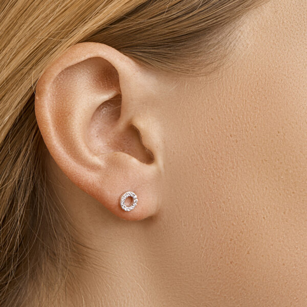 oorknoppen zirkonia zilver gerhodineerd - Afbeelding 2